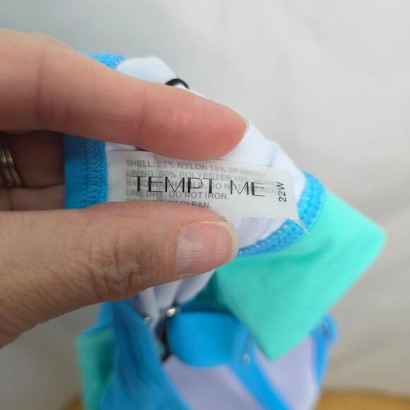 Tempt Me Women Plus Size High Waisted Bikini Bandeau Two Piece Swimsuit 22W-NEW - Picture 8 of 16